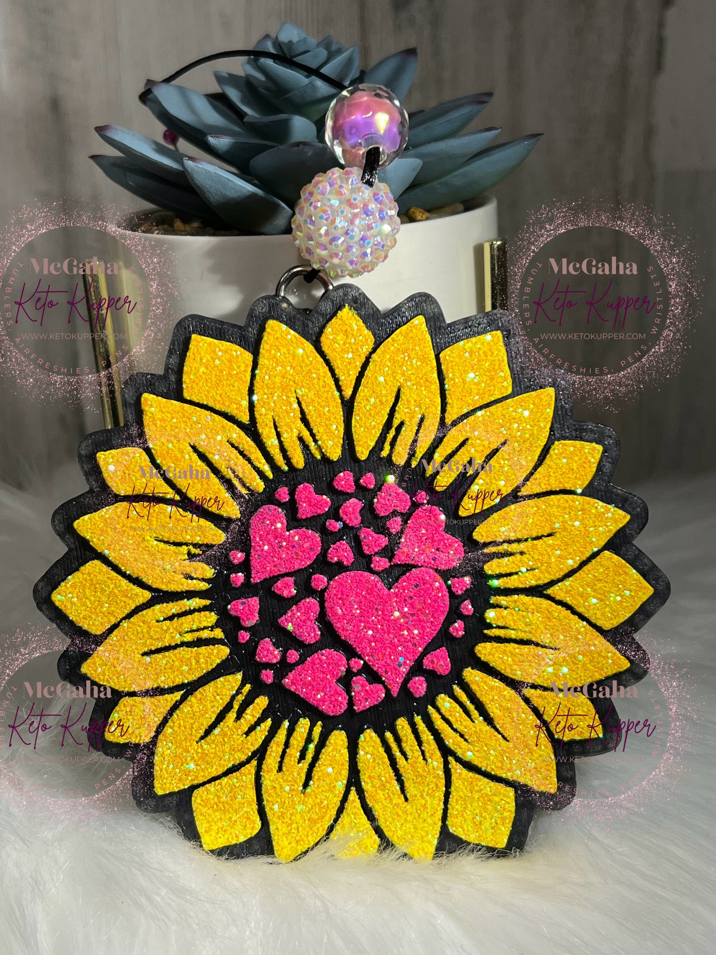 Sunflower w/Hearts Custom Freshie