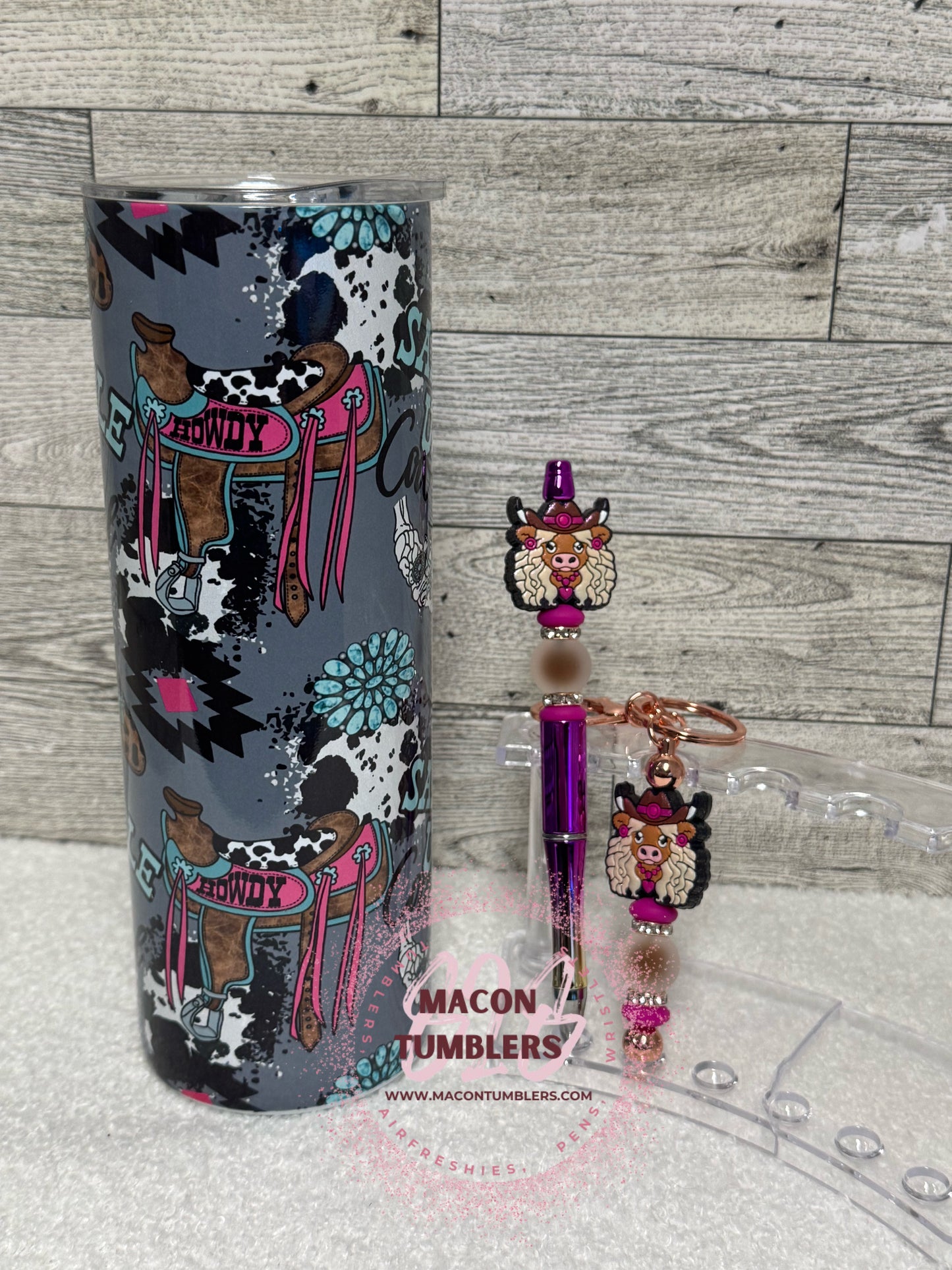 Bougee Heifer Western Bundle – Tumbler, Beaded Pen & Keychain