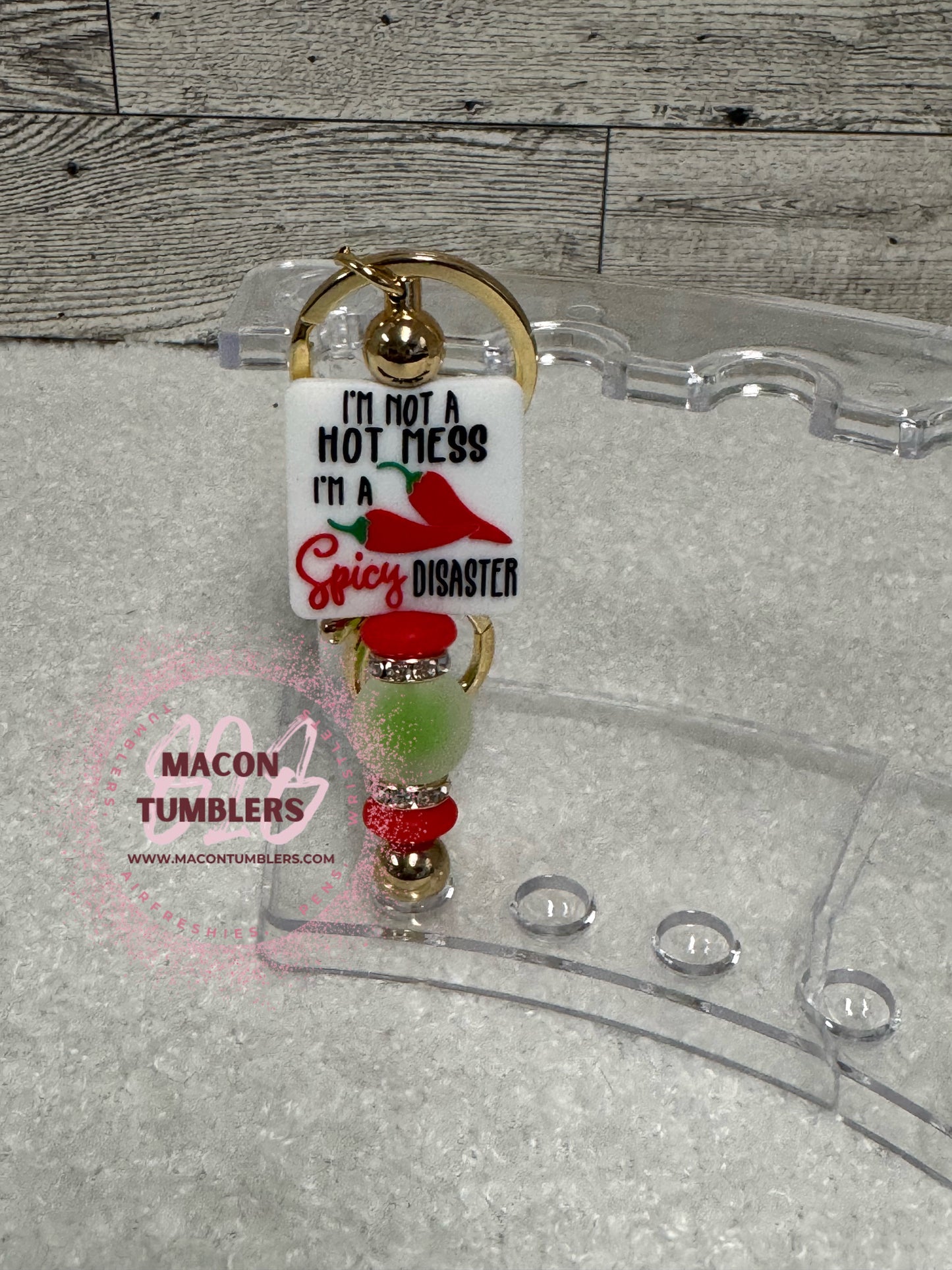 "I’m Not a Hot Mess, I’m a Spicy Disaster" Beaded Keychain