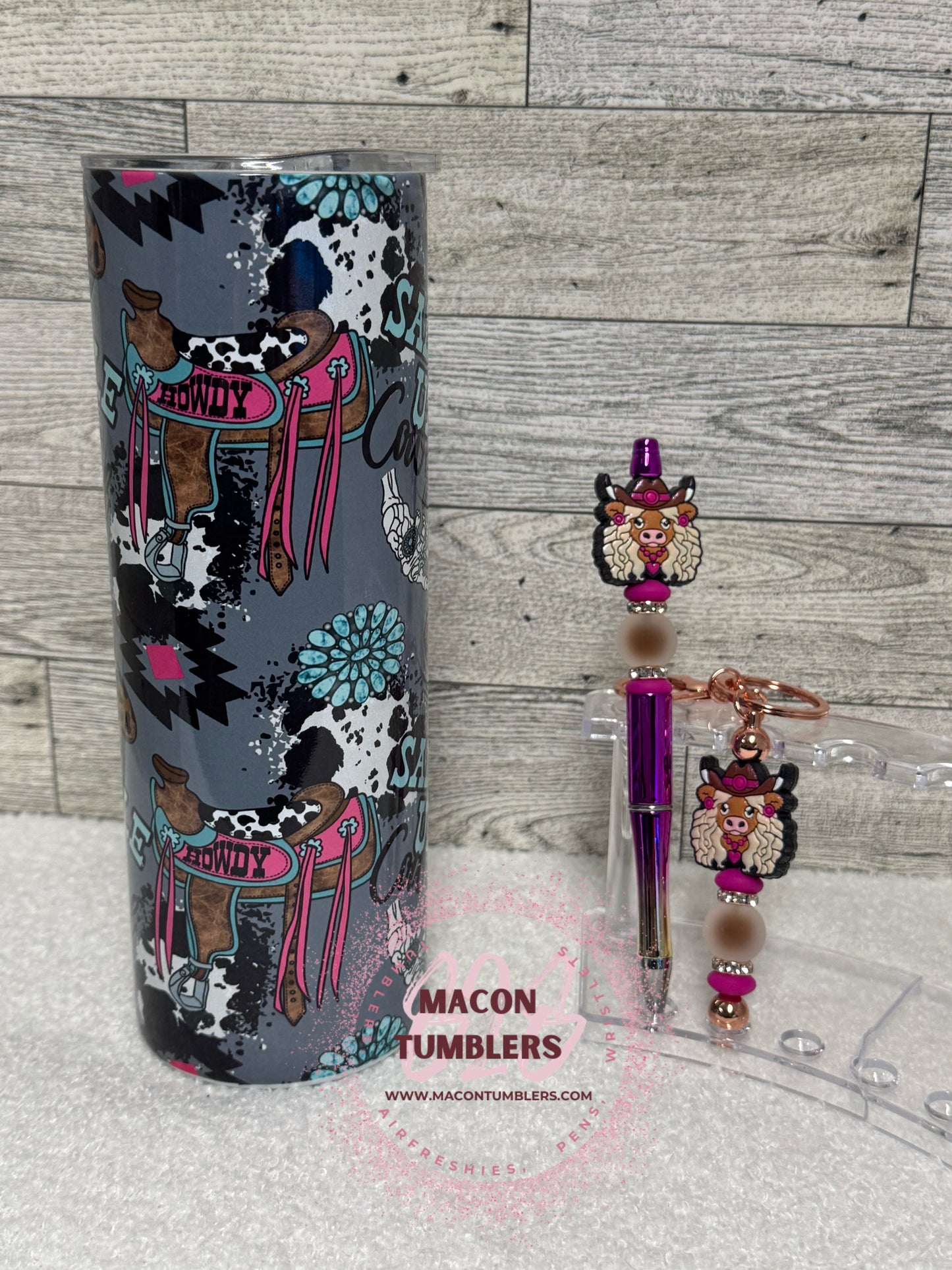 Bougee Heifer Western Bundle – Tumbler, Beaded Pen & Keychain