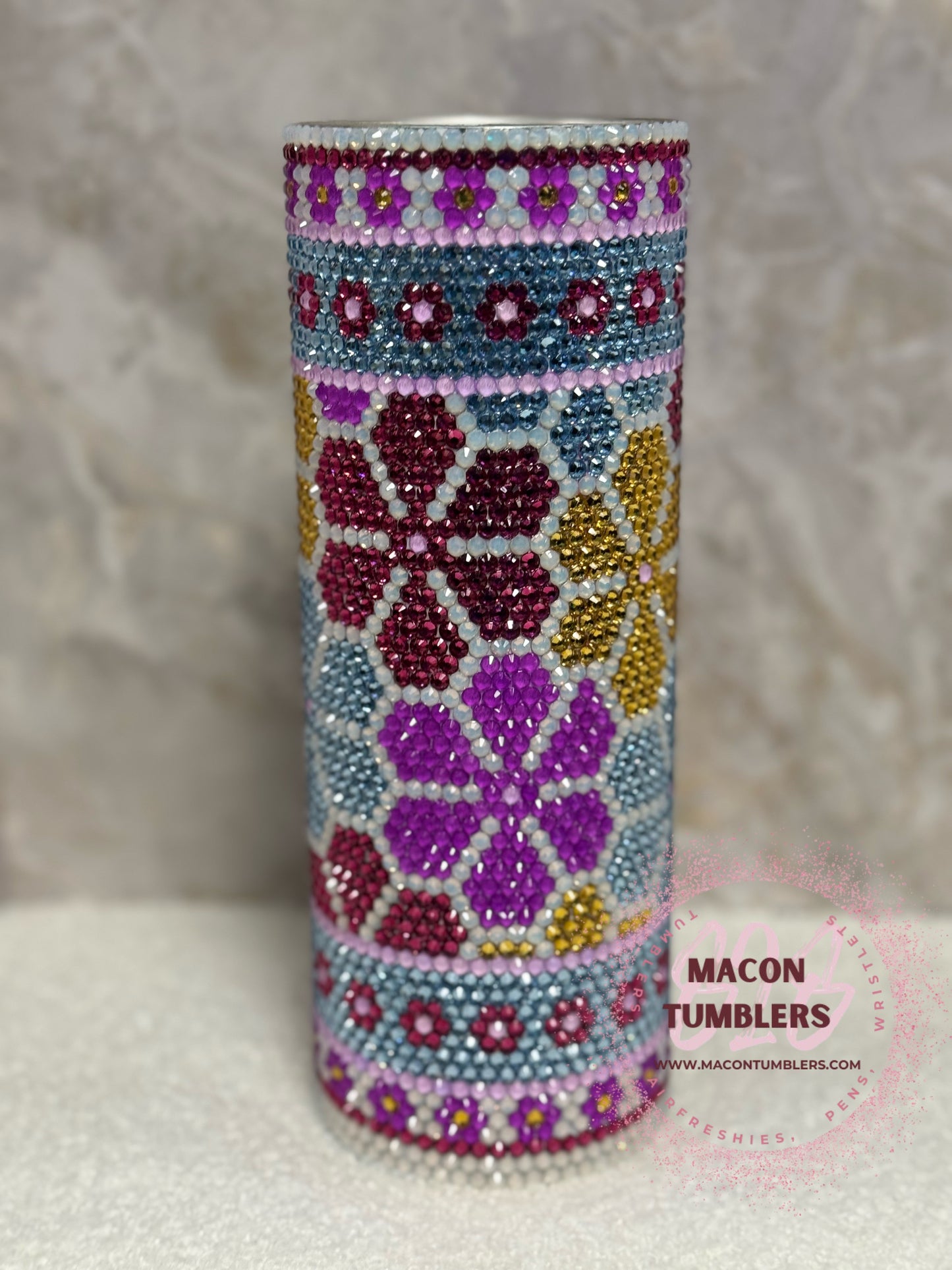 Flower Rhinestone Tumbler – 20 oz