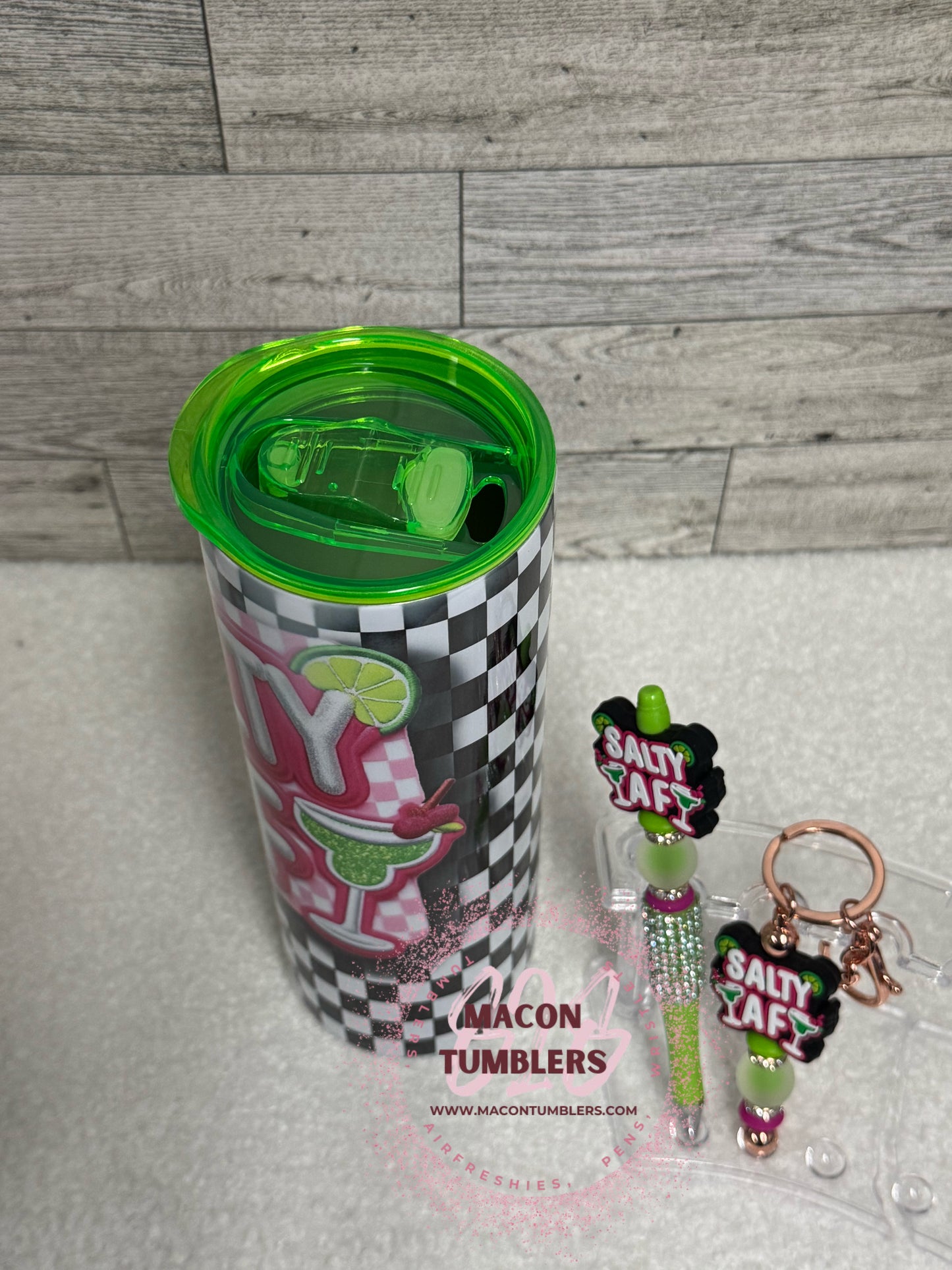 Salty AF Sublimation Tumbler, Beaded Pen & Keychain Set with Color Lid