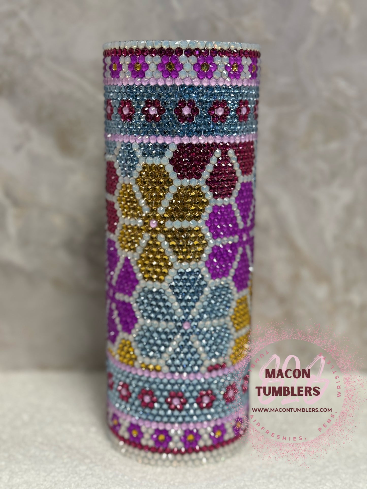 Flower Rhinestone Tumbler – 20 oz