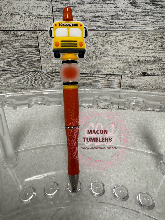 School Bus Beaded Pen