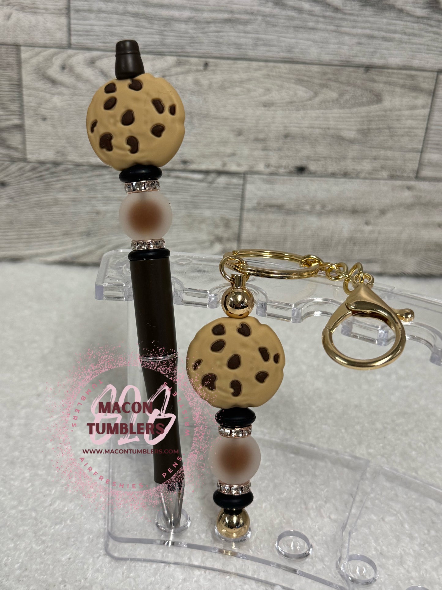 Chocolate Chip Cookie Beaded Pen & Keychain Bundle 🍪