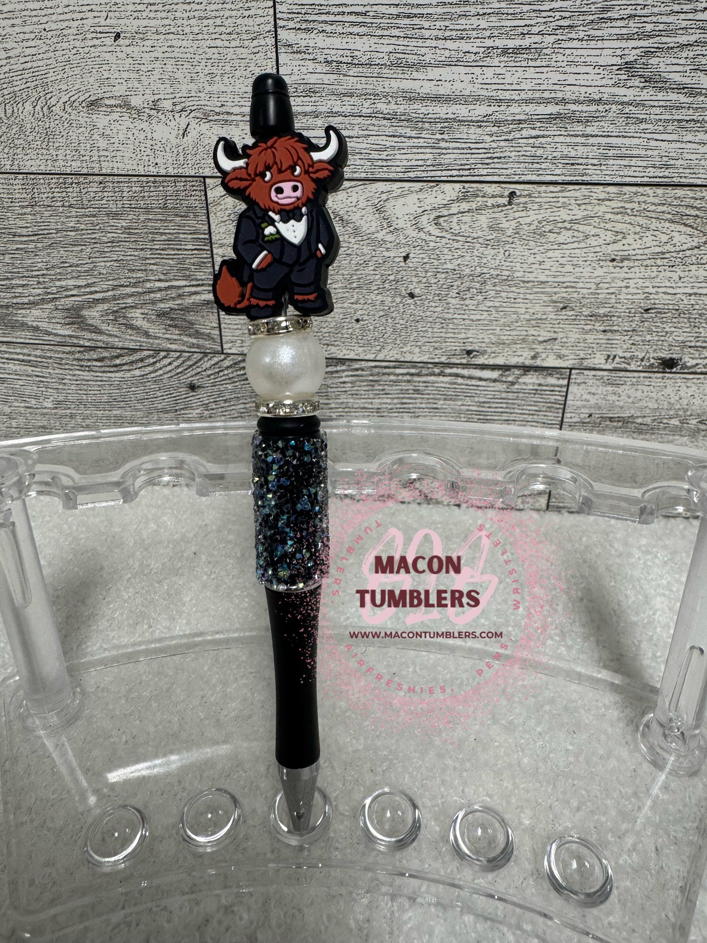 Groom Highland Cow Beaded Pen