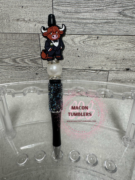 Groom Highland Cow Beaded Pen