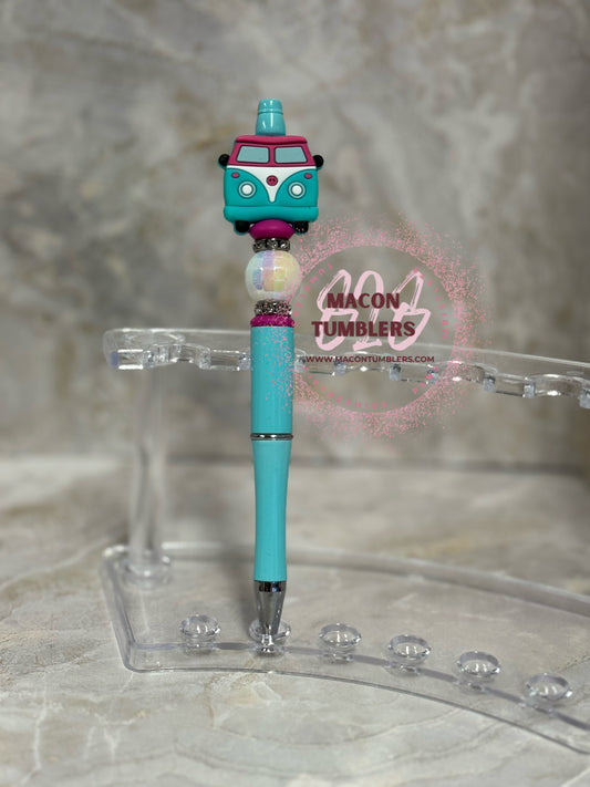 Teal VW Bus Beaded Pen