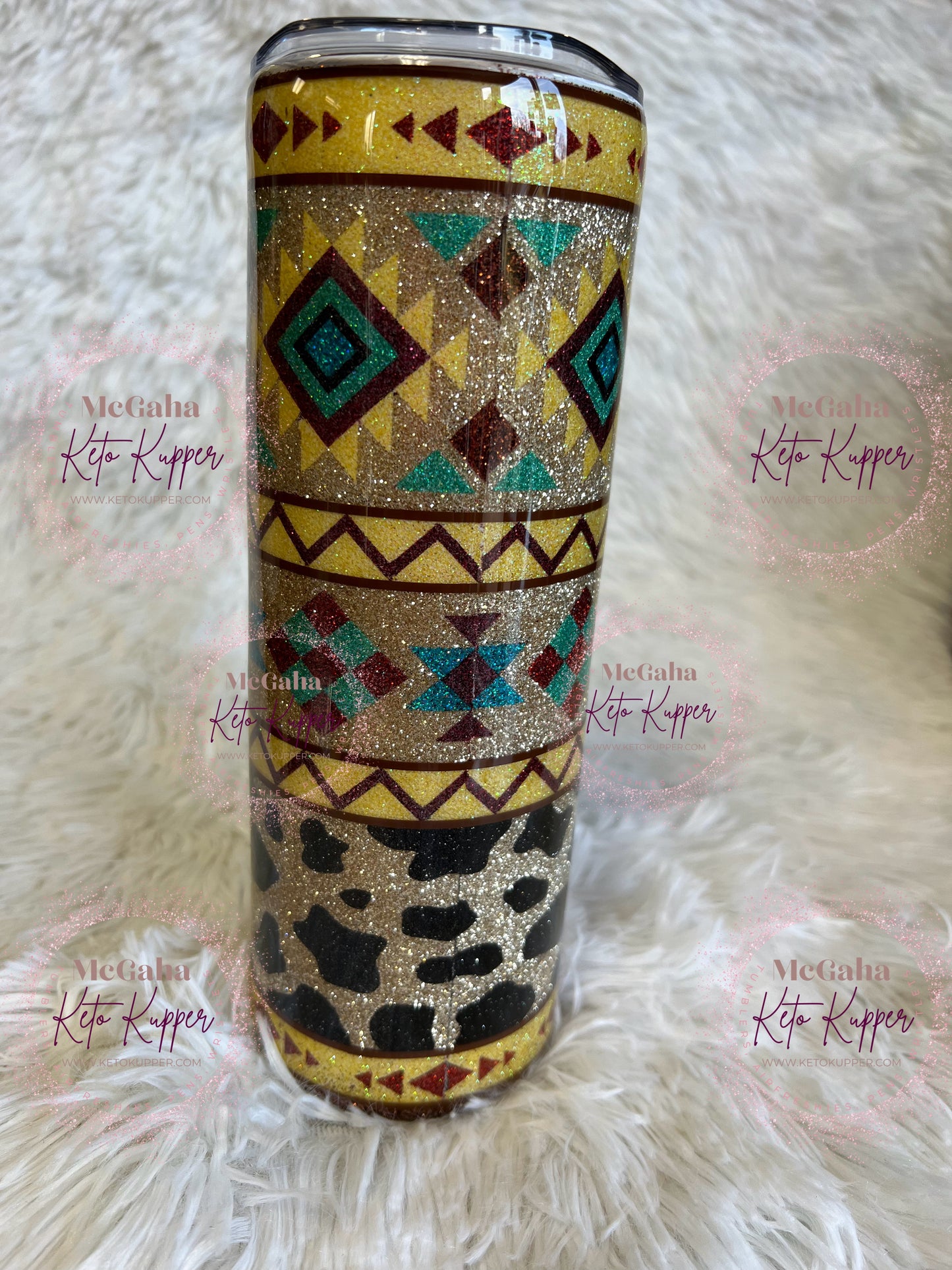 RTS 20oz Aztec Cow Print Tumbler