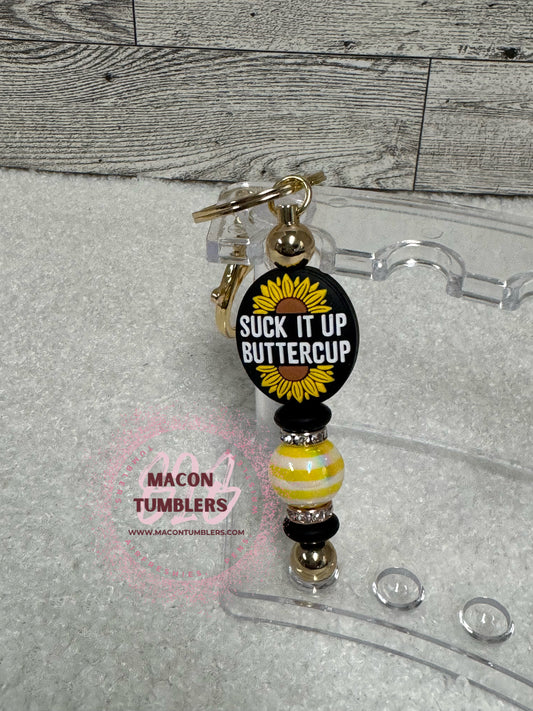 "Suck It Up Buttercup" Beaded Keychain