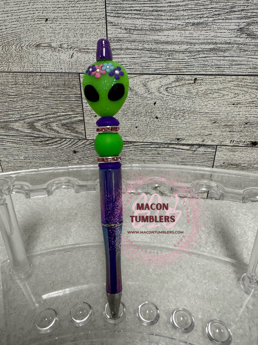 Green Alien Beaded Pen