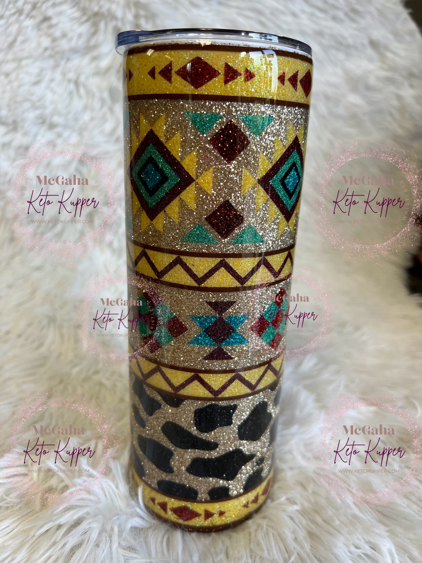 RTS 20oz Aztec Cow Print Tumbler