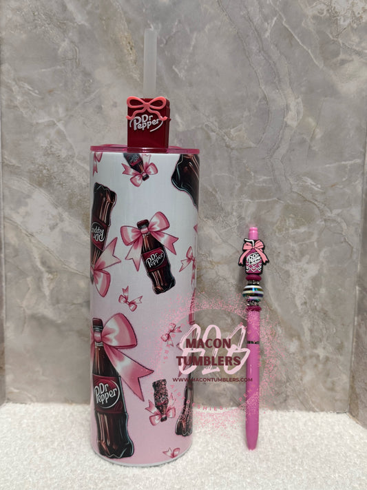 DP Tumbler, Colored Lid, Straw Topper & Beaded Pen Set – 20 oz