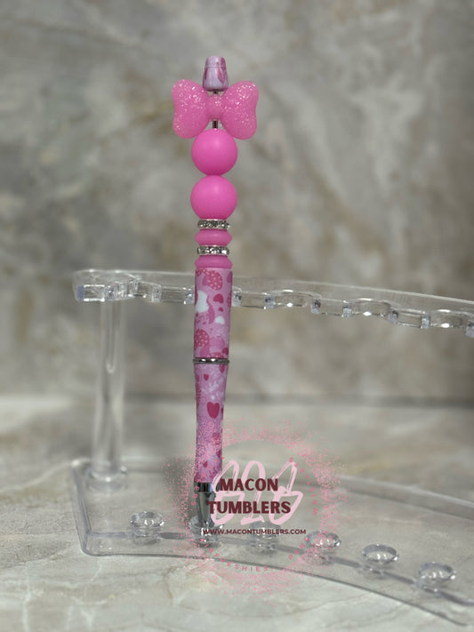 Pink Bow Beaded Pen