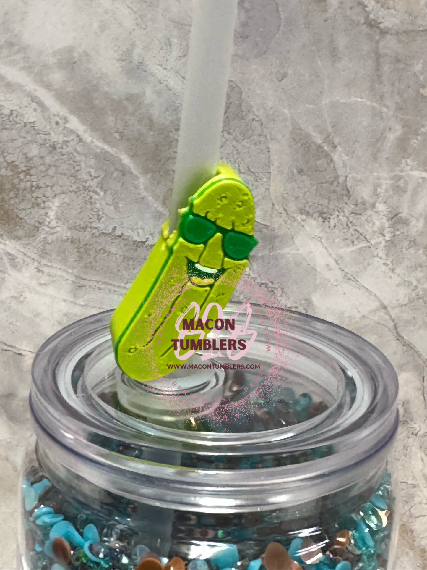 Pickle 3d printed straw charms