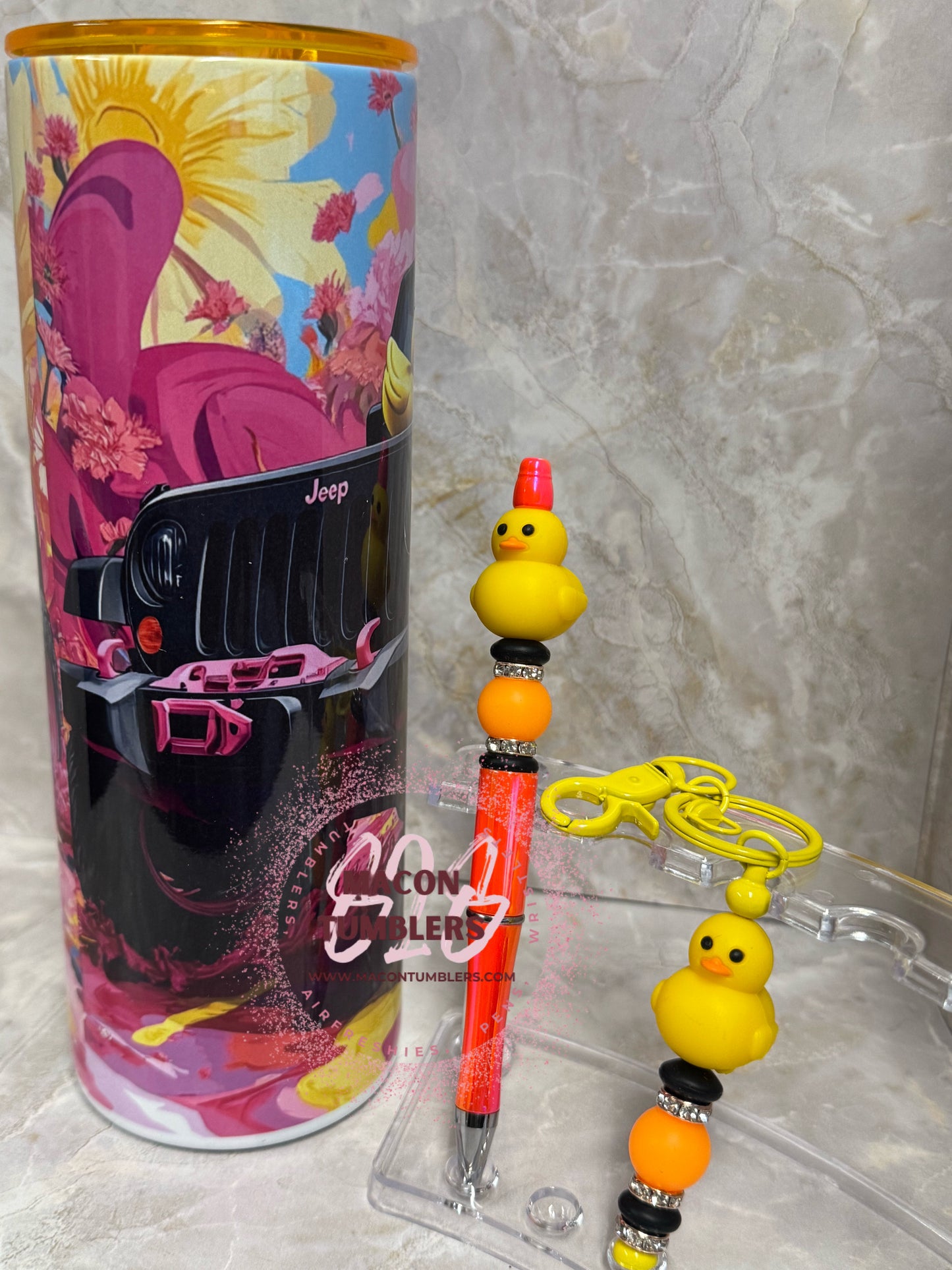 Adventure & Attitude Bundle – Duck Beaded Pen, Keychain + Jeep Tumbler