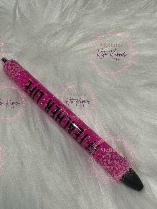 Teacher Life Pink Epoxy Pen