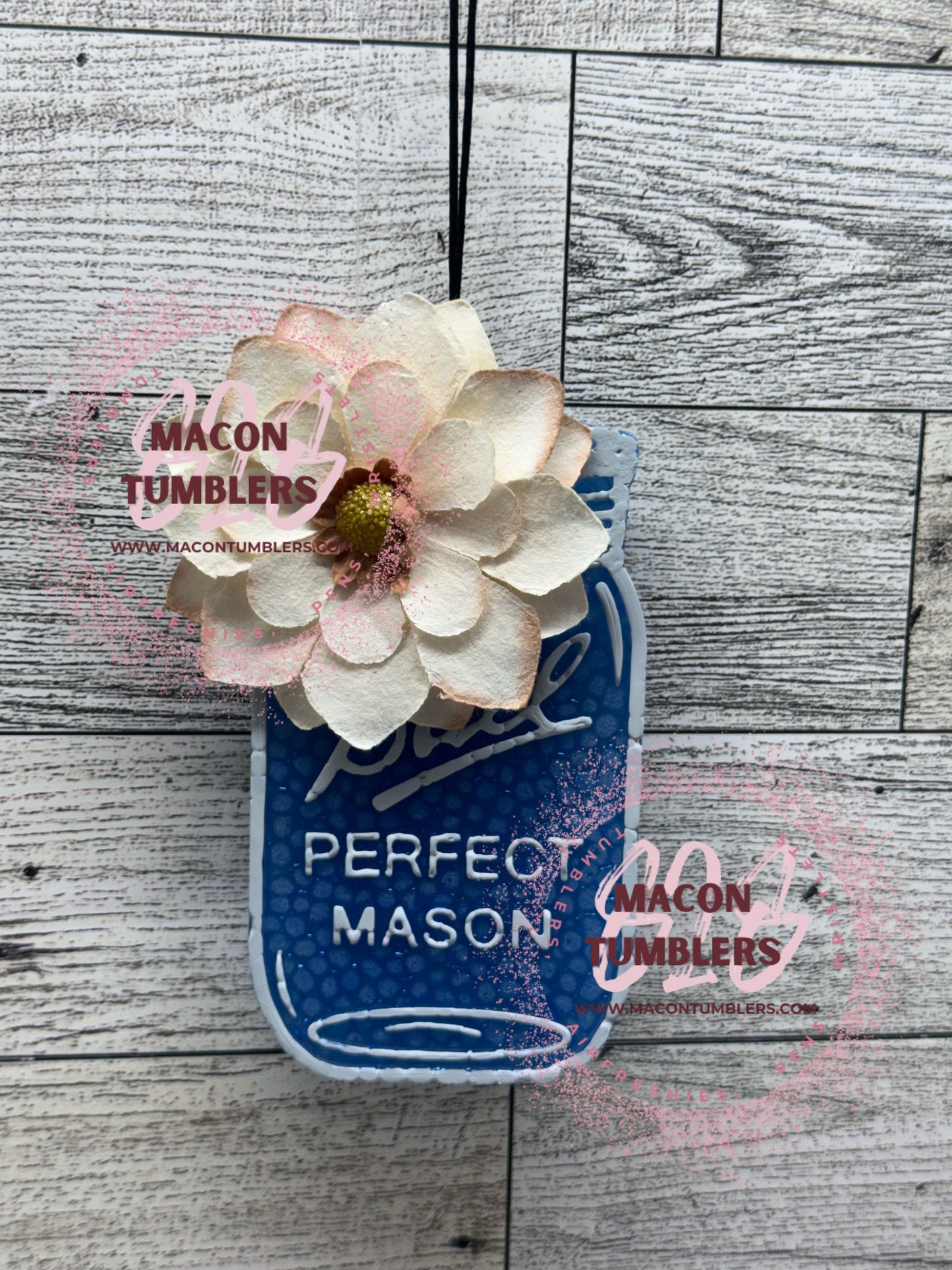 RTS Blue Mason Jar w/ Flower Freshie